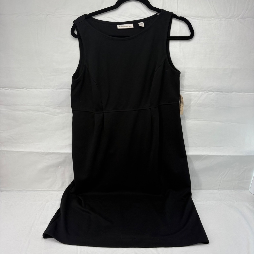 Coldwater Creek Black Bateau Neck Sleeveless Empire Waist Dress P12